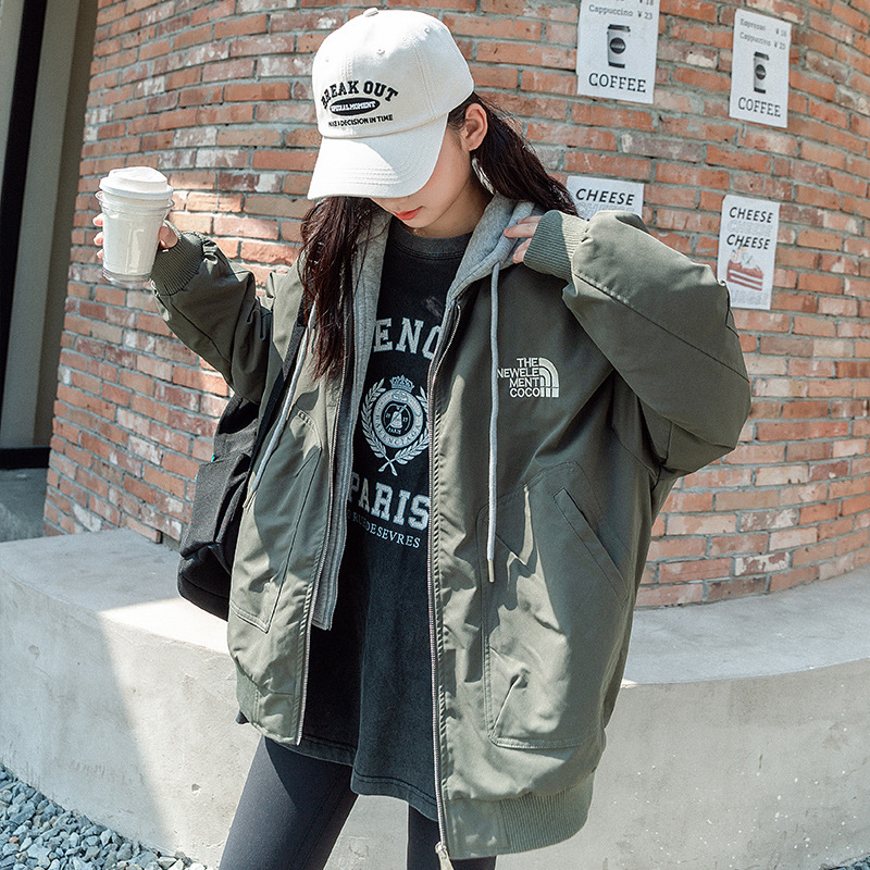 1050少女派克服棉袄秋冬季新款夹克大童棒球服高初中学生宽松外套