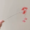 86#Watermelon red apricot leaf branches fork, streaming 簪-Silver