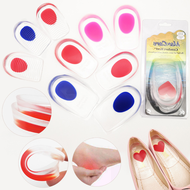 Heel pad U-shaped silicone inner heightening insole thickened sports shock absorption anti-abrasion heel pad PU half size heel pad