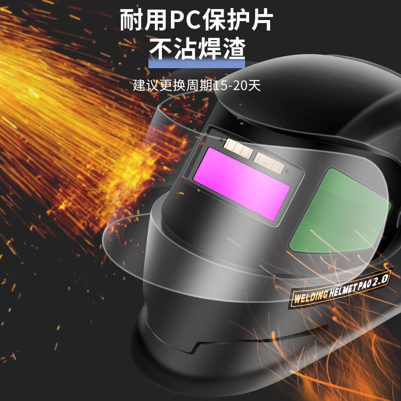 Fabricante mayorista de máscaras de soldadura de correa de cabeza de color real brillante lente de atenuación automática toda la cara ligera montada en la cabeza