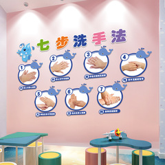 旅康新款洗手貼起步洗手法好習慣兒童早教貼洗手間牆壁裝飾貼壁畫