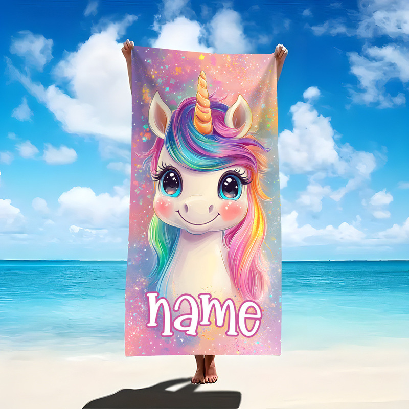 Temu Foreign Trade Hot-Selling Cute Unicorn Rainbow Print Towel Large Pool Bath Towel Summer Beach Towel Temu Foreign Trade Hot-Selling Cute Unicorn Rainbow Print Towel Large Pool Bath Towel Summer Beach Towel