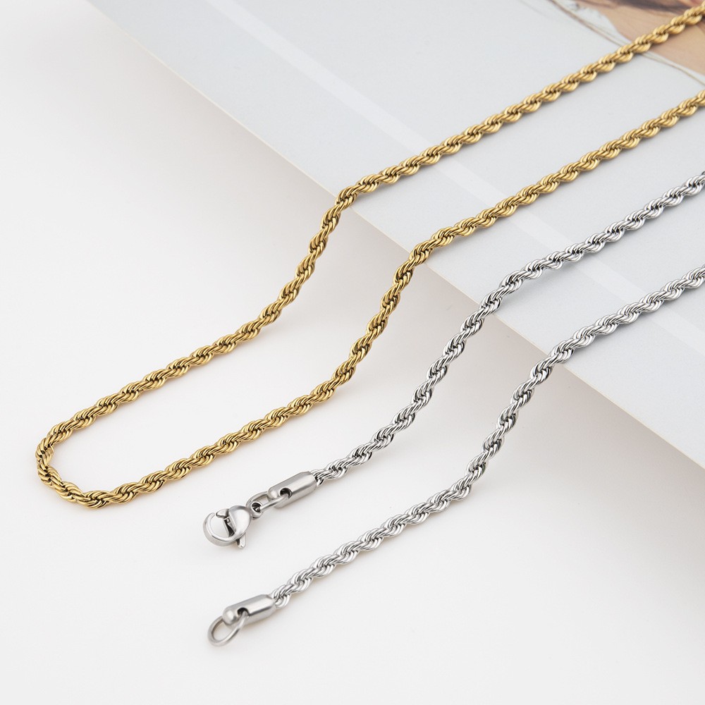 Stainless Steel Twist Chain Vacuum Color-Preserving Electroplating Non-Fading Gold Necklace Titanium Steel Hip-Hop Men's Chain Chain