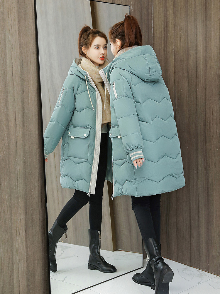 Comercio transfronterizo Abrigo de algodón relleno de plumón Ropa de invierno para mujer Nueva chaqueta acolchada de estilo coreano, holgada, de longitud media y gruesa