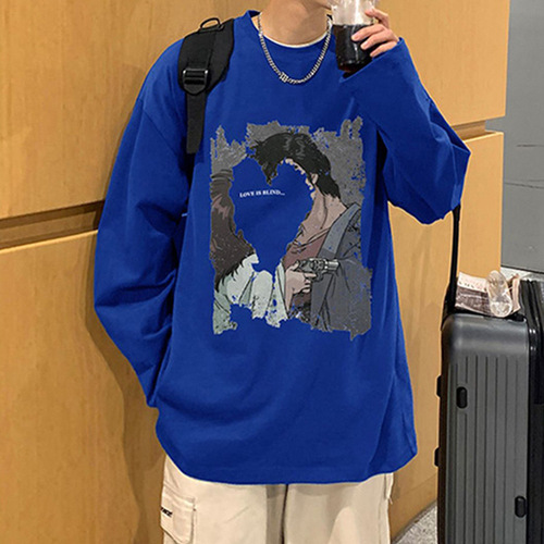 American high street fashion brand hip-hop printed hoodie men's autumn new loose long-sleeved all-match round-collar youth top