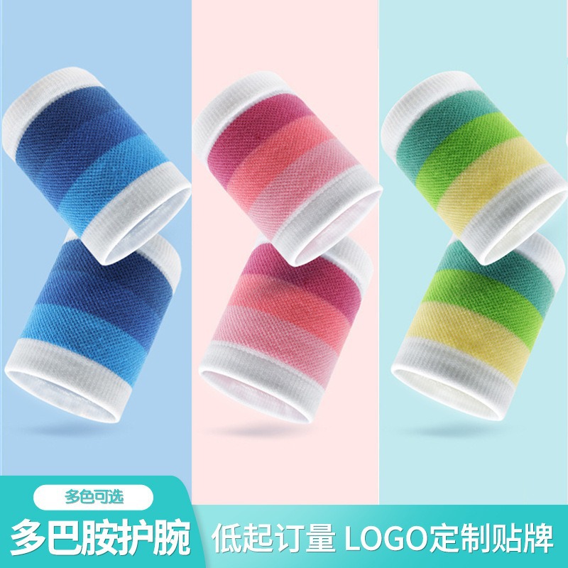 Sports Cycling Running Fitness Basketball Badminton Wristband Sweat-Absorbent Anti-Sprain Colorful Cotton Towel Wristband
