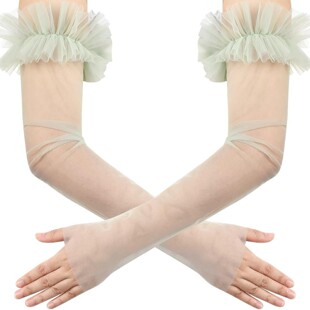 New European and American Bridal Accessories Wedding Gloves Mesh Leaky Hands Sexy See-Through Pleated Wedding Wedding Accessories Small Batch and Retail