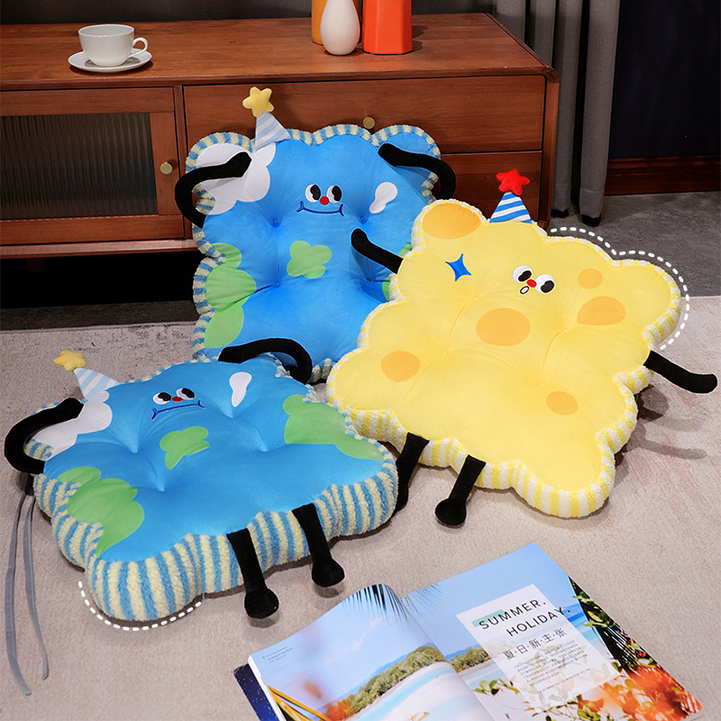 Planeta feliz petal cojín de bordes de cerdas de oficina para estudiantes sentados para proteger las caderas de dibujos animados cojín de almohadilla de suelo grueso cojín de silla