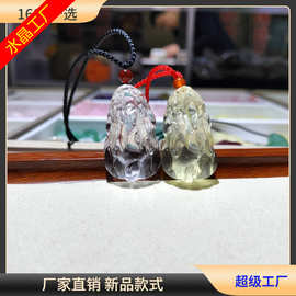 厂家批发 天然黄水晶项链白水晶貔貅吊坠饰品手工雕刻水晶吊坠
