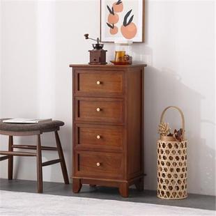 X & H Solid Wood Cabinet of Drawers Living Room Corner Cabinet Drawer Locker Bedroom Bedside Table Storage Mini Narrow Wooden