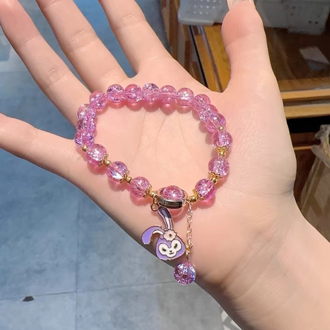 Pequeño libro rojo con pulsera de cristal con cuentas de explosión encantadora y multifacética de dibujos animados de perros de jade Gui para estudiantes para enviar a sus mejores amigos