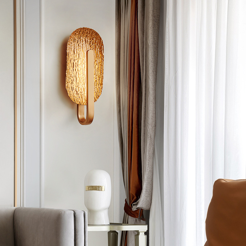 Cabecera de la cama, dormitorio, atmósfera de hoja de fondo, pasillo, pasillo, luces de pared, nuevo estilo, pared de fondo, 2024 Ti sala de estar