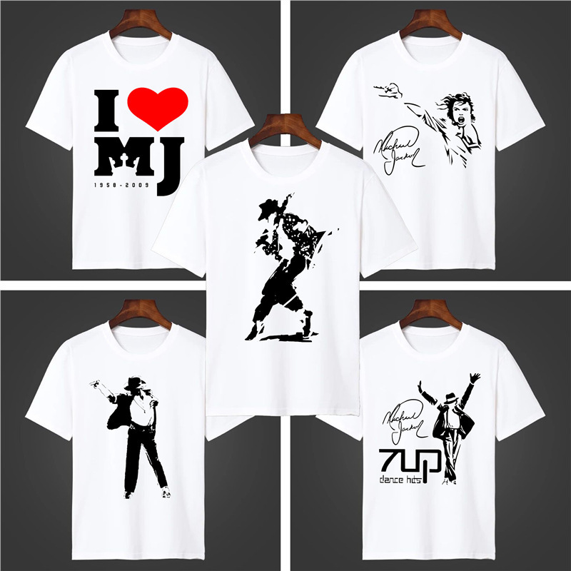 Michael Jackson Short-sleeved T-shirt Michael Jackson Commemorative Shirt Round Neck Casual Loose Clothes for Men in Summer Michael Jackson Short-sleeved T-shirt Michael Jackson Commemorative Shirt Round Neck Casual Loose Clothes for Men in Summer