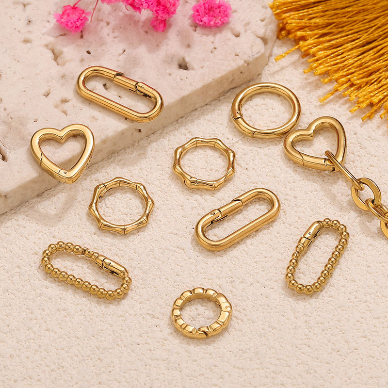 Stainless Steel Keychain, Heart-Shaped Spring Clasp, DIY Jewelry Accessories, Bag Charm Connector, Light Luxury Versatile
