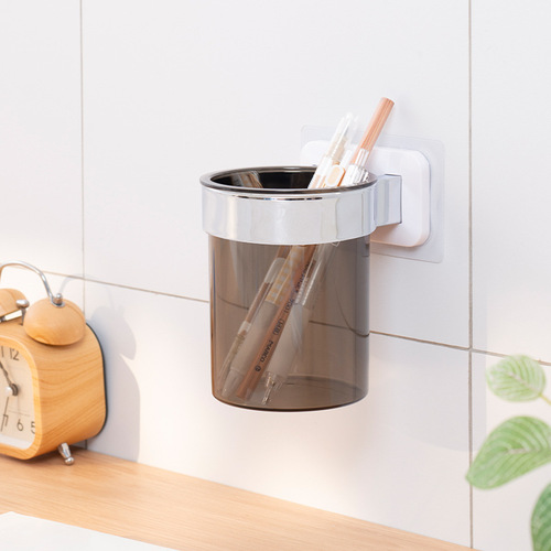 Cross-border best-selling seamless adhesive kitchen storage rack transparent plastic storage tube bathroom toilet water flower pot