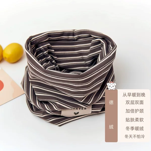 New Double-Sided Striped Thermal Neck Gaiter for Cycling, Windproof and Cold-Resistant Neck Warmer, Solid Color Unisex Neck Gaiter for Autumn and Winter