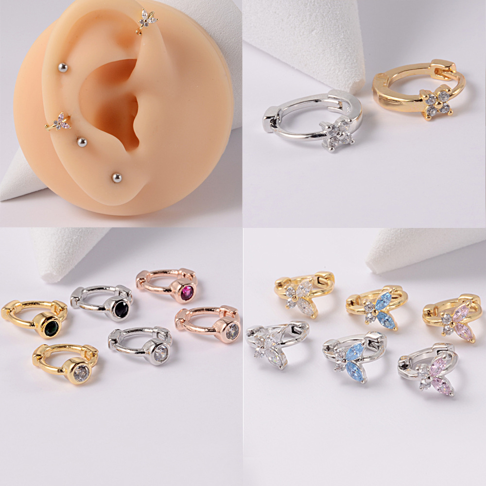 Fashionable copper multicoloured earrings with zircon