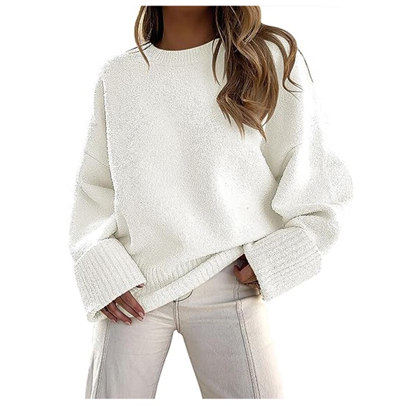 Cross-Border Spot 2025 New Amazon Popular Autumn and Winter Versatile Women's Round Neck Plush Thick Warm Sweater Cross-Border Spot 2025 New Amazon Popular Autumn and Winter Versatile Women's Round Neck Plush Thick Warm Sweater