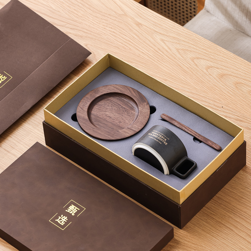 Taza de café americana con taza de nuez, taza de cerámica, taza de cerámica, regalo de mano