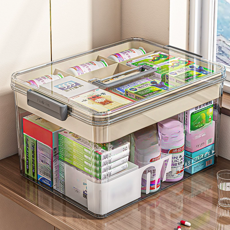 Аптечка для дома, ящик для хранения лекарств, бытовая многослойная прозрачная портативная маленькая аптечка большой емкости
