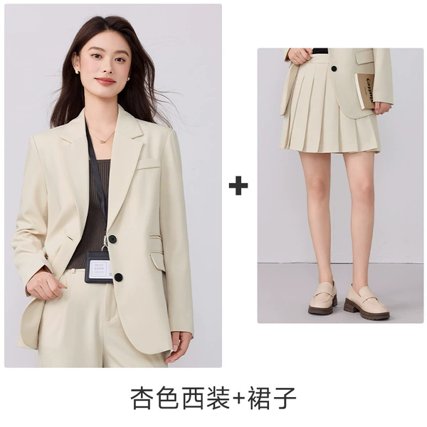 9802 apricot suit + C202 pleated 123 skirt