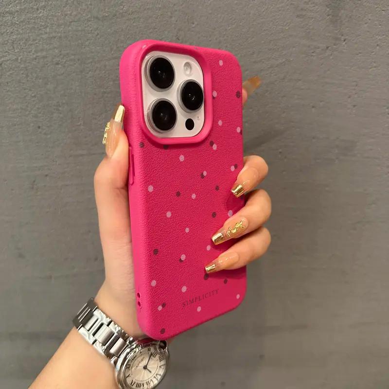 El patrón de lichi está lleno de puntos de onda de pantalla para la carcasa del teléfono móvil Apple 15 iphone16pro max simple 13 mate 12 suave