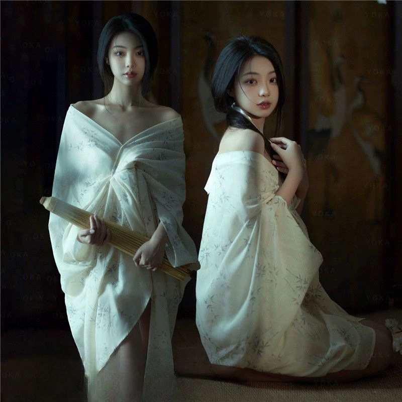 Новое китайское платье с принтом дзен для фотостудии, женская новая рубашка с рукавами «летучая мышь», одежда для художественных фотографий