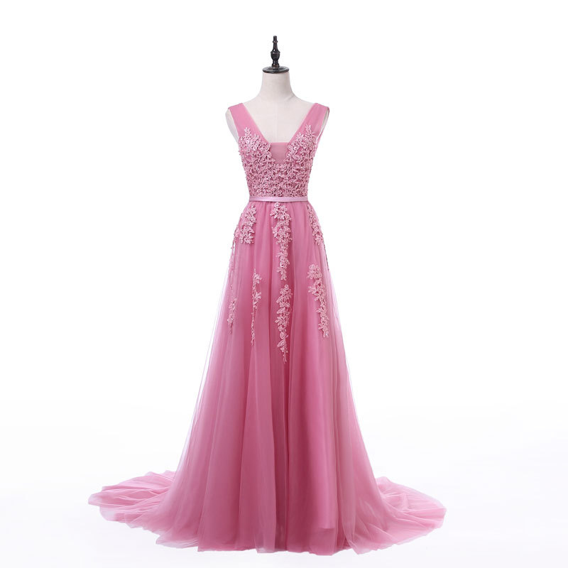 Vestido de Noche con Cuello en V para Mujer de Encaje Sin Mangas para Fiesta image 13