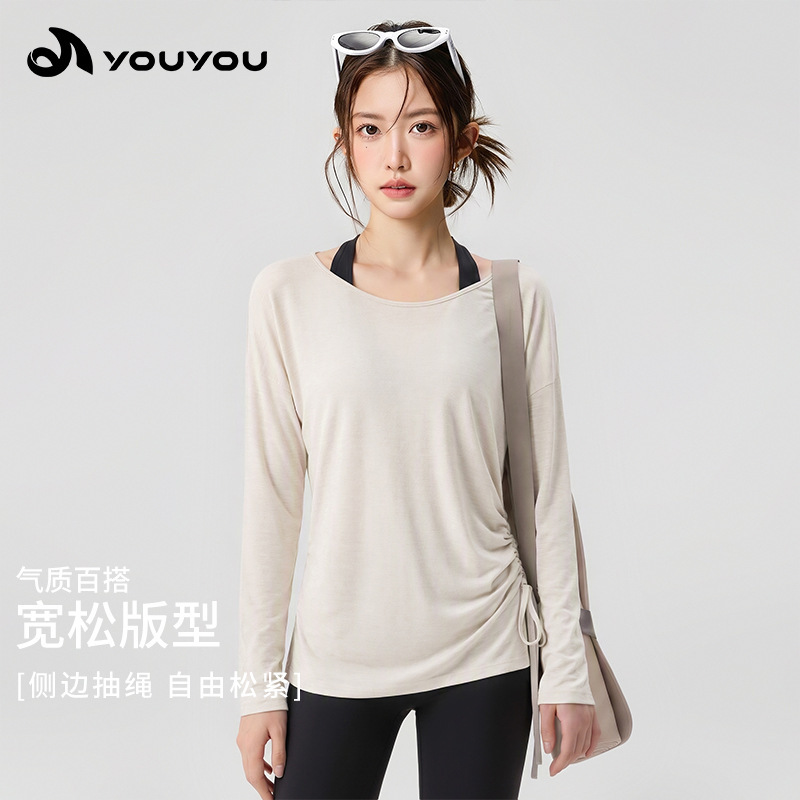 Women's athletic cover-up, new autumn/winter style, loose-fitting, casual, with tie-up straps, suitable for sports, yoga, and fitness, also ideal for running and yoga Women's athletic cover-up, new autumn/winter style, loose-fitting, casual, with tie-up straps, suitable for sports, yoga, and fitness, also ideal for running and yoga