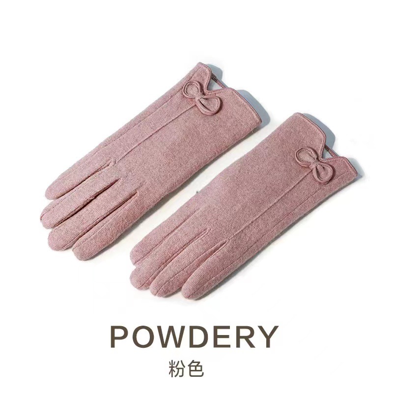 Nuevos guantes cálidos pequeños arcos de viento fragante y guantes de terciopelo gruesos para conducir al aire libre a prueba de viento a prueba de frío