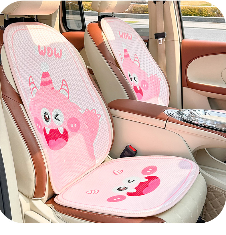 Cartoon Memory Foam Car Headrest and Lumbar Support, Cute Monster Car Seat Cushion, Ice Silk Breathable Car Pillow