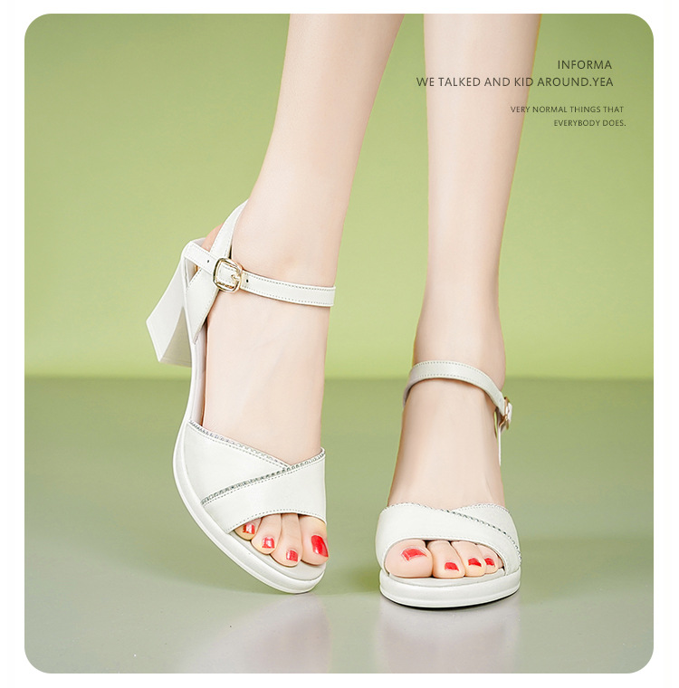 Sandal cao gót nữ hở mũi gót dày 7 cm, size lớn 41-43 — đen chi tiết 7