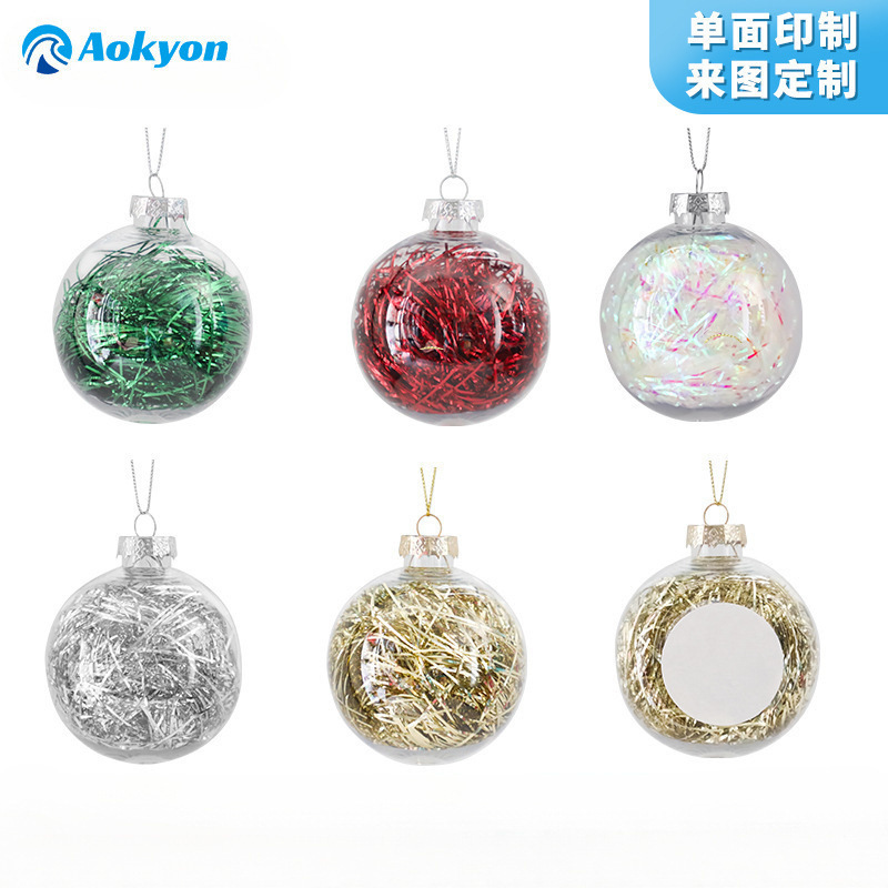 国境を越えた卸売インテリアネギ飾り透明クリスマスツリー装飾ペンダント PETDIY 熱転写パッチクリスマスボール|undefined