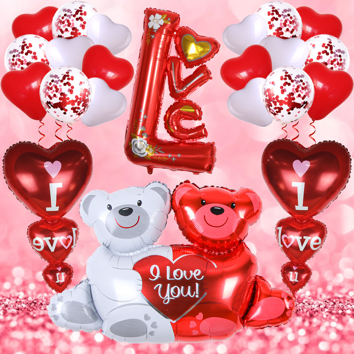 Nuevo Día de San Valentín amor abrazo oso globo aluminio decoración del partido Qixi confesión traje atmósfera diseño
