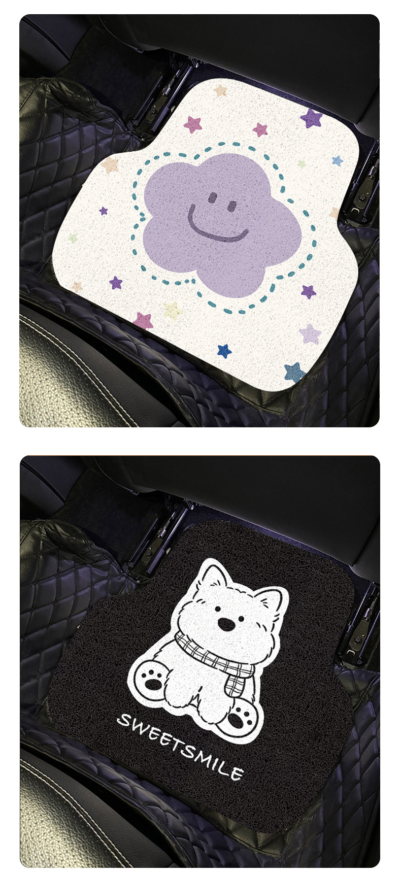 Cartoon Car Wire Loop Universal Floor Mat for the Driver's Seat, Single Piece, Special Protective Mat for Small Cars, Interior Decoration for Girls