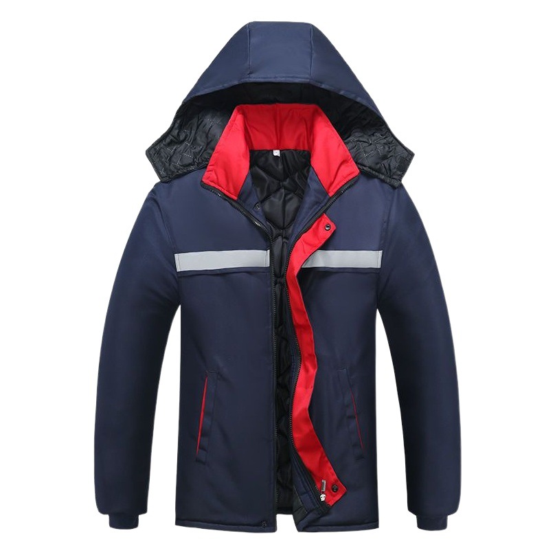 Chaqueta acolchada de algodón de invierno para hombre engrosada a prueba de frío chaqueta de rayas reflectantes cálida capa acolchada de algodón protección laboral al aire libre sitio de almacenamiento en frío soldadura chaqueta acolchada de algodón