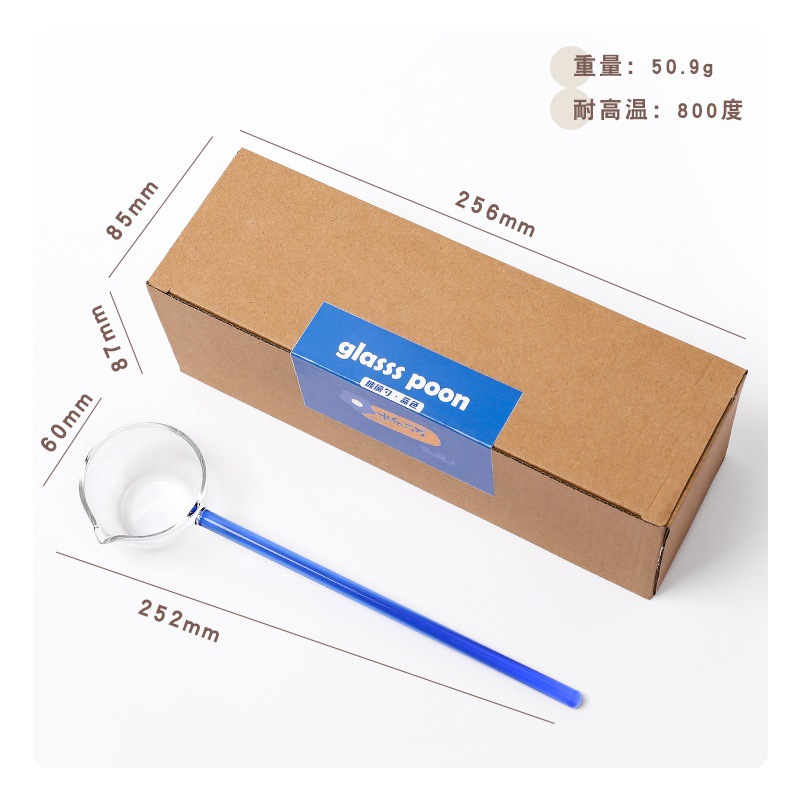 Fábrica creativa leche postre cuchara de color de vidrio hecho a mano boca puntiaguda cuchara sopa hogar boca oblicua hervida cuchara de vidrio de vino tinto