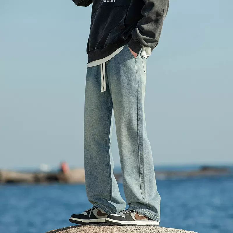 美式水洗牛仔裤百搭直筒男士春夏季宽松休闲裤子男生潮牌2025新款