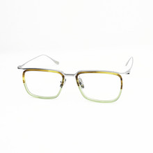 国潮新款板材配金属商务方眼镜 白明透灰超轻渐变琥珀绿欧美尾单