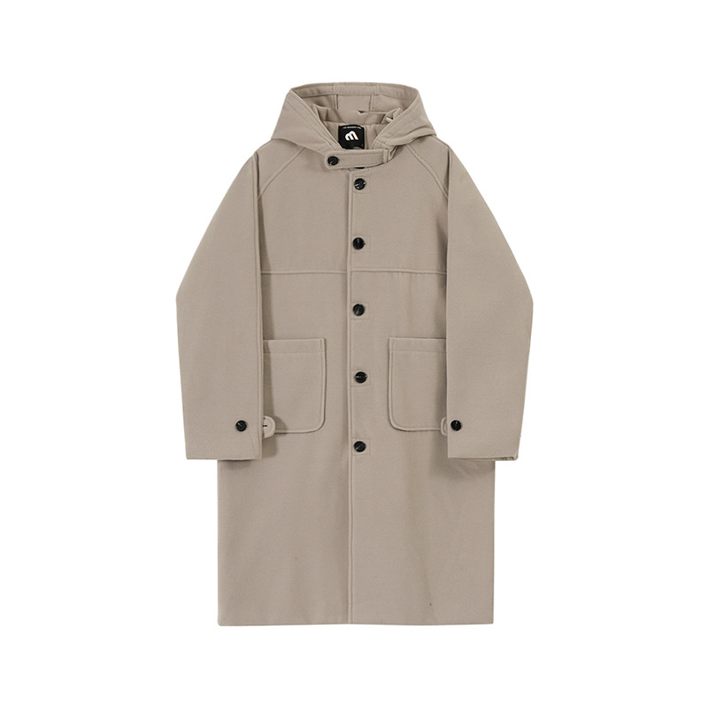 MYQ abrigo de lana con capucha de alta calidad de longitud media de invierno de los hombres de estilo coreano de lana suelta abrigo cálido pareja