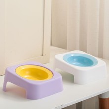 宠物碗高档陶瓷碗猫狗奶水碗增高护颈防黑下巴带支架套装儿童简约