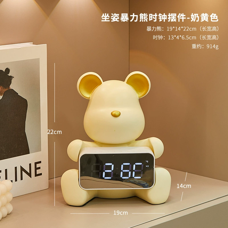 Cartoon Creative Smart Bear Clock - Electronic Decoration for Living Room & Bedroom, New Collection