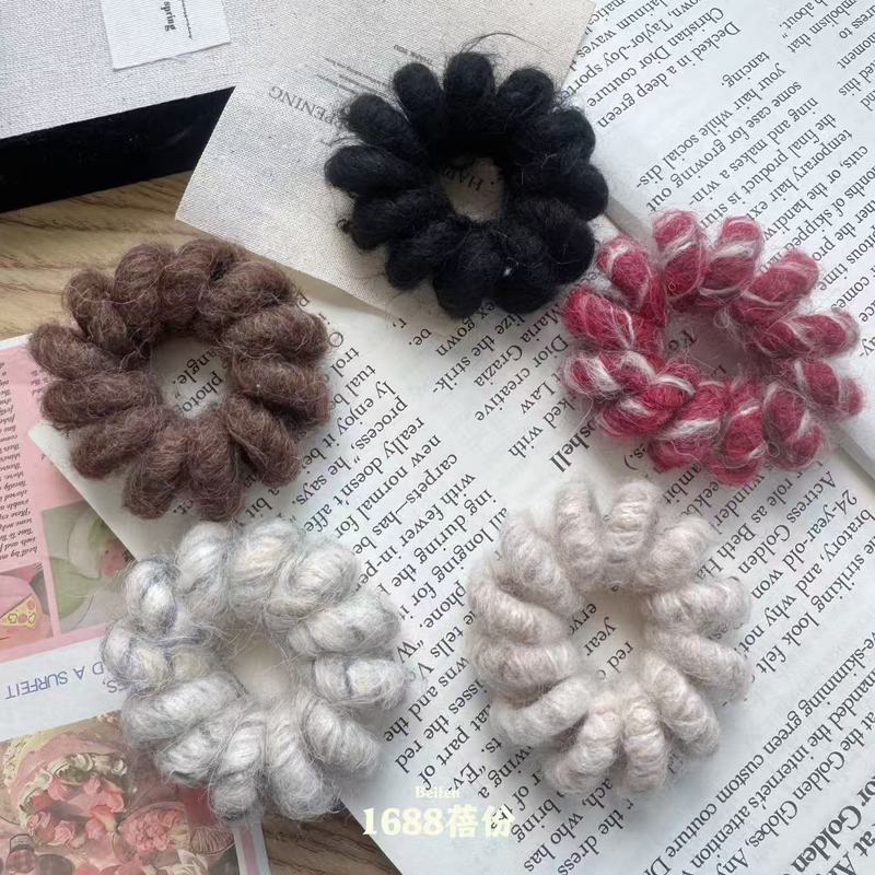 韩版简约耐用毛绒电话线发绳秋冬少女扎马尾发圈高弹力橡皮筋头绳|undefined