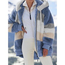 T 47846 Fleece Patchwork Zipper Poet Hood Coat ƴ���Bñ