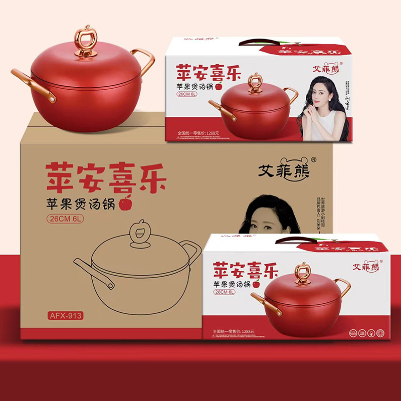New Apple Baby Stew Pot Mini Non-stick Cooking Pot for Home Use, 6L Large Capacity Soup Pot for Stewed Soup and Health Food Cooking