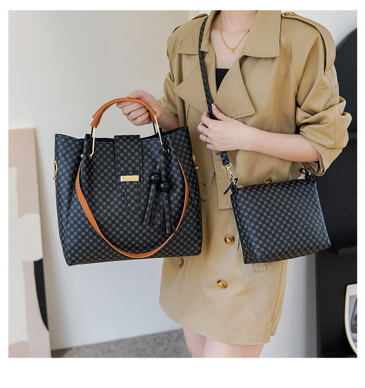 Bag Sets Bags Type Women's Large Pu Leather Round Dots Elegant Streetwear Square Zipper Bag Sets
