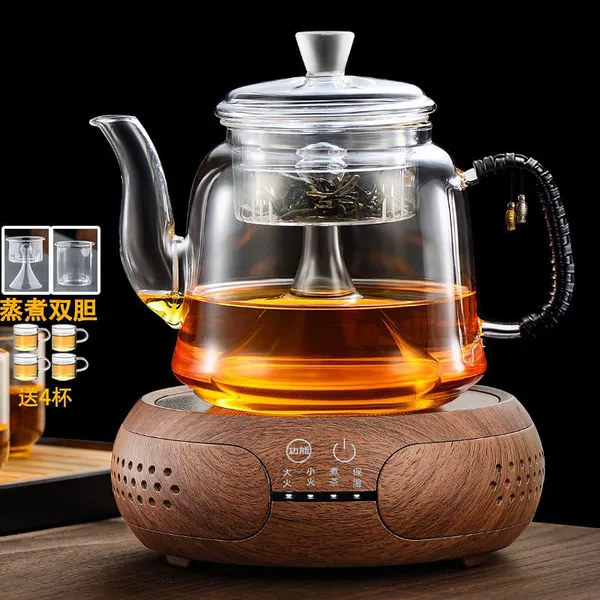 Tangle B Style Steaming Kettle + Walnut Color Drum Stove