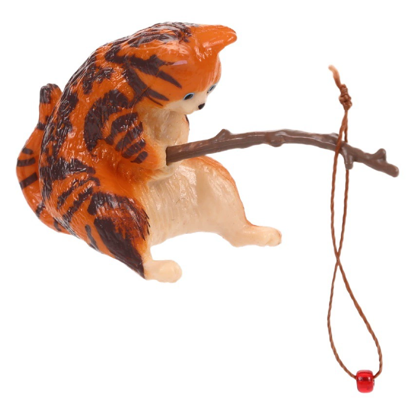 Креативные украшения для аквариума с котом, ловящим рыбу, мини-котенок, лесенка для рыбалки, подвесные декорации для ландшафта аквариума