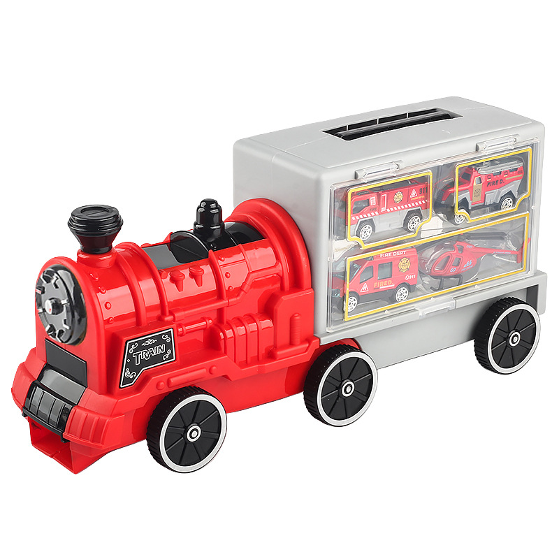 Tren de almacenamiento para niños, modelo de coche de juguete educativo, simulación de coche de ingeniería contra incendios, juguete, regalo para niños y niñas