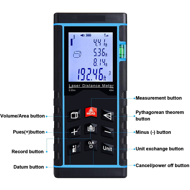 Handheld Range Finder área distancia instrumento de medición infrarroja difusión voz carga láser rango Finder